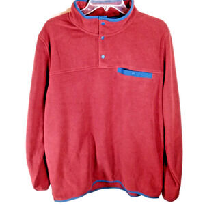 32 Degrees Heat Fleece Pullover Women's Large Red Button Snap Collar